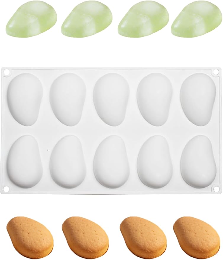 10 Cavity Silicone Mango Molds - Mangos Fruit Shaped Fondant Mold for Chocolate, Candy, Ice Cream, Mousse Cake, Soap, Resin, Lotion Bar, Ice Cube (Mango)