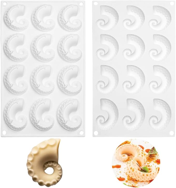 mostsom Sea Octopus Tentacles Silicone Mold Round Star Shaped Baking Mold Cake Border Fondant Molds Cake Decorating Tools (G_11.76x6.88x0.68 inch)