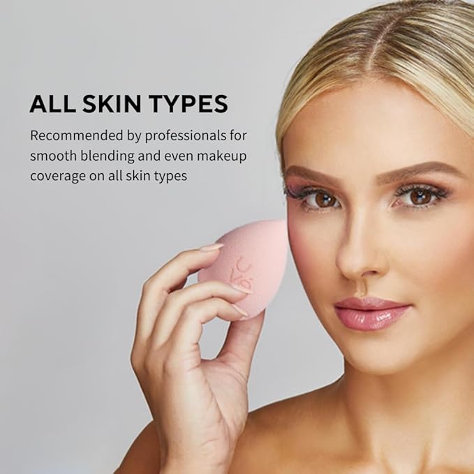 PURE Makeup Blender Sponge Set, Streak Free Application of Liquid, Powder & Cream Foundation, Professional Complexion Blending Tool, Cruelty Free, Vegan, Latex Free, Pack of 3 Shapes