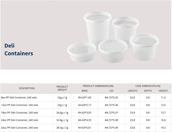 TIYA Food Containers - 12oz Bulk 240 Pack with Lids - Plastic Food Storage to-Go Containers - Reusable Microwavable Dishwasher Safe Reusable Cups - Airtight Leak Proof for Soups & Meal Prep