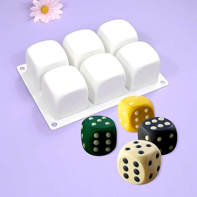 mostsom Silicone Molds Mousse Mold Silicone Pastry Mold 6 Cavity 3D Dice Dessert Mousse Cake Molds for Baking DIY Craft Soap Candle Mold Cake Decoration Tools (A_ Dice Shape)