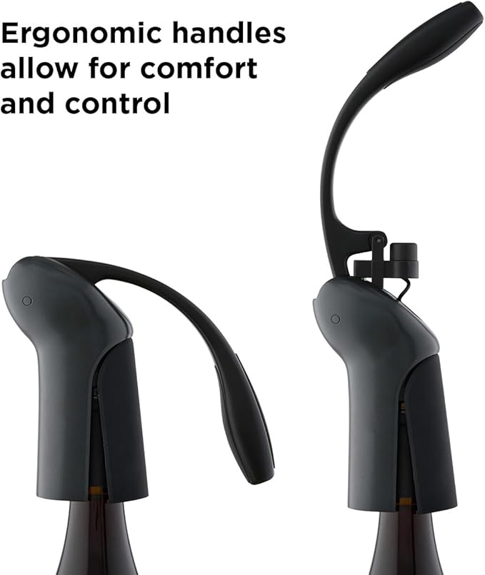 Rabbit 3-Piece Vertical Lever Corkscrew Wine Opener Boxed Gift Set, Pulls Cork in 3 Seconds, Automatic Ejection, Works on All Cork Types, Gunmetal Grey