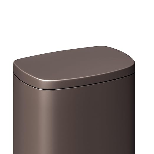 Garvee 13 gal (50 L) and 2.6 gal (10 L) Metal Trash Can Combo Set, Rustproof Garbage Can with Lid, Step-on Trash Bin with Inner Bucket, Rear Handle, Brown