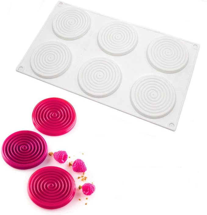 6 Holes Spiral Shape Silicone Mold 3D Cake Moulds Mousse for Ice Creams Chocolate Pastry Bakeware Dessert Art Pan