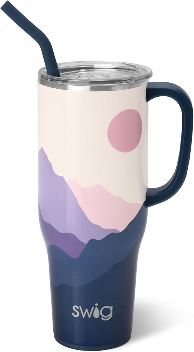 Swig Life 40oz Mega Mug, 40 oz Tumbler with Handle and Straw, Cup Holder Friendly, Dishwasher Safe, Extra Large Insulated Tumbler, Stainless Steel (Moon Shine)