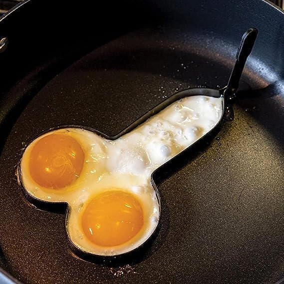 Black Funny Egg Fryer, Stainless Steel Egg Pancake Cooking Tool Non-Stick Kitchen DIY Egg Fried Mould with Handle for Muffins Patties, for Valentine's Day Egg Poachers,Specialty Cookware