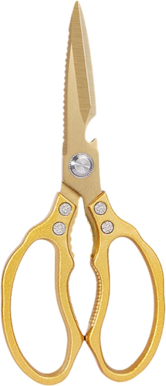 Kitchen Scissors, Heavy Duty Sharp Kitchen Shears Dishwasher Safe, Kitchen Accessories Cooking Shears for Kitchen Meat Chicken Fish Poultry Herb Bread (All Gold), skr-05