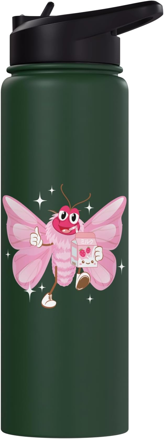 Butterfly Kawaii Strawberry Milk Shake Carton Stainless Steel Insulated Water Bottle