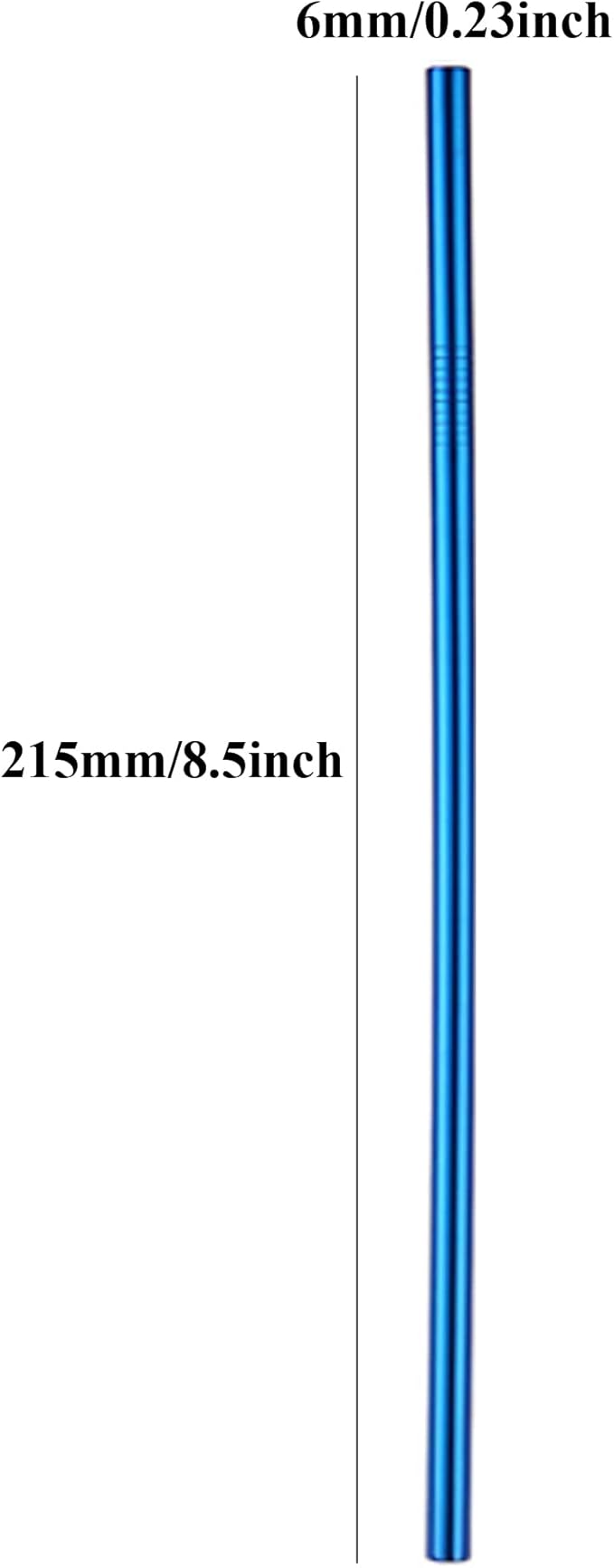 Blue Reusable Metal Straight Straws 100Pcs in Bulk Order (8.5" Long, Blue-100pcs Straight)