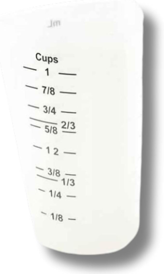 TableCraft HSMC31 Flexible Measuring Cup, 1 Cup, Silicone, 3-Sided Design with Measurements in Cups, Ounces, Milliliters, Ergonomic Grip, Heat Safe to 450°F, Microwave and Dishwasher Safe