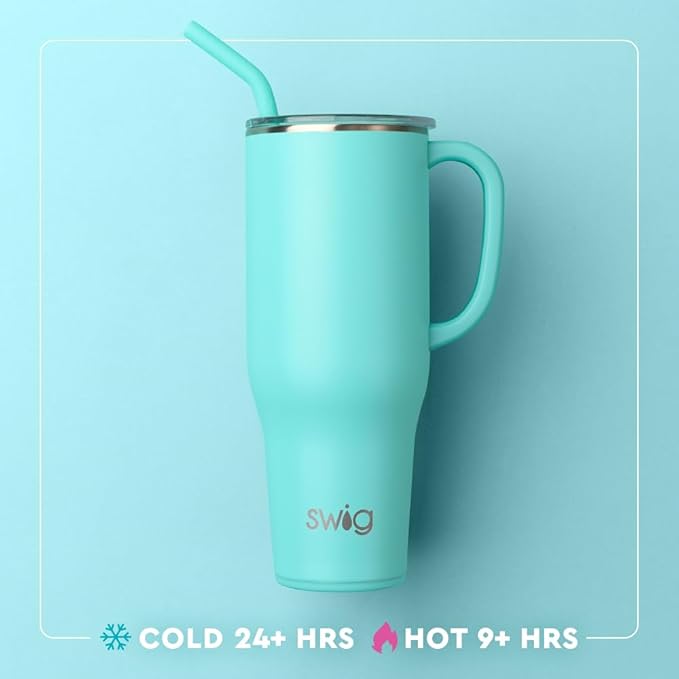 Swig Life 40oz Mega Mug, 40 oz Tumbler with Handle and Straw, Cup Holder Friendly, Dishwasher Safe, Extra Large Insulated Tumbler, Stainless Steel (Boho Desert)