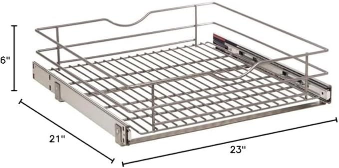 Knape & Vogt Simply Put 20.5-in W x 5.7-in H Metal 1-Tier Pull Out Cabinet Basket, 20 Inch, Frosted Nickel
