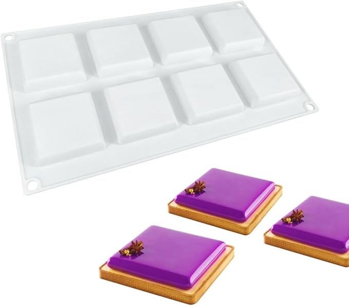 Silicone Mold for Baking Cakes,Soap Molds,Flower Shape Silicone Molds for Homemade French Dessert Mold for Pastry Chocolate,Jelly Chocolate Mold ＆ Ice Cube Tray (F_ Square)