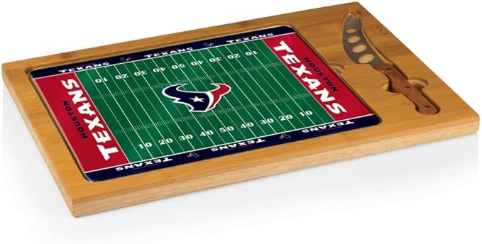 PICNIC TIME NFL Football Field Icon Glass Top Cutting Board & Knife Set, (Parawood & Bamboo)