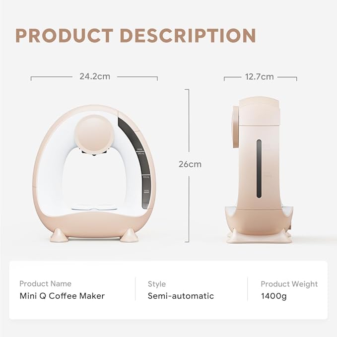 BENFUCHEN Pod and Grounds Single-Serve Coffee Maker, 2 in 1 One Cup Coffee Machine Compatible with K-Cup Pod & Coffee Grounds/Tea, Compact Design, 4-8oz, Champagne Color