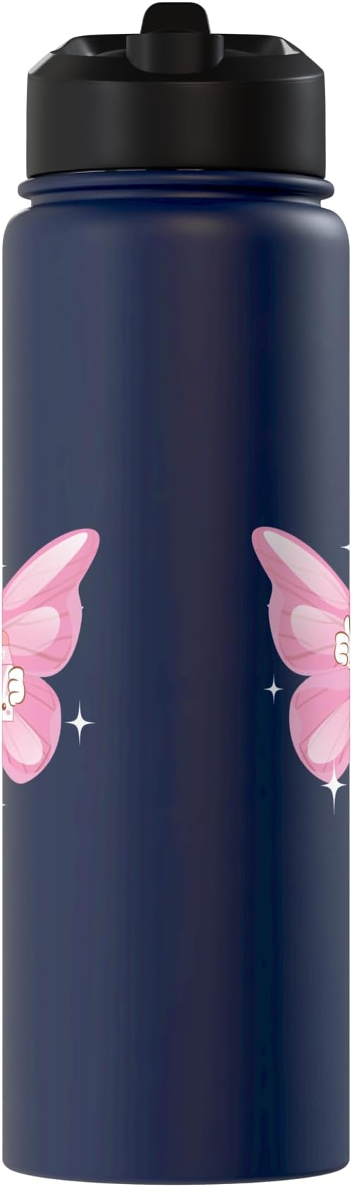 Butterfly Kawaii Strawberry Milk Shake Carton Stainless Steel Insulated Water Bottle