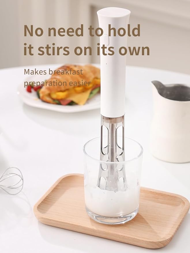NEUTRAL Electric Milk Frother，Rechargeable Milk Frother Handheld，with Stainless Balloon Whisk，With stand，Foamer For Cappuccino, Lattes，Creamy Coffee，Hot Chocolate