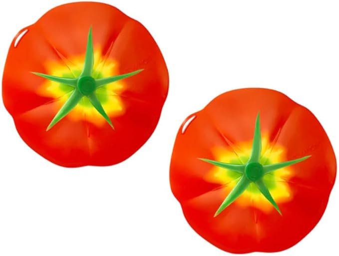 Charles Viancin - Set of 2 Tomato 4” Silicone Drink Covers - Airtight Seal on Any Smooth-Rimmed Glass, Keep Drinks Cool or Hot, Protect from Winged Pests - BPA-Free - Oven, Freezer, Dishwasher Safe