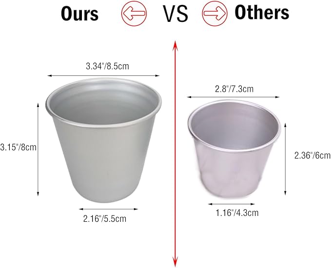 Large Popover Pans 12 PCS, Individual Aluminium Round Muffin Molds, Pudding Cup, Chocolate Molten Mould, Raspberry Souffle Baking Maker, Brownie Tumbler for Egg Tart, Cake, Size 3.4"x 3.2"