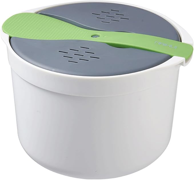 Microwave Rice Cooker, 2L Microwave Rice Steamer Pasta Cooker, Food Grade PP Microwave Rice Cooker, Strainer and Steamer Pot Set,4PCS(COLOR:green), 22351075