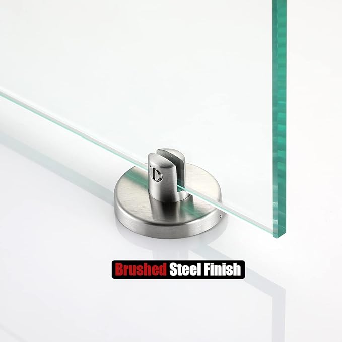 JQK Bathroom Glass Shelf, Tempered Glass Shower Storage 30 by 5 inches, 304 Stainless Steel Brushed Finish Wall Mount, TGS101L30-BN