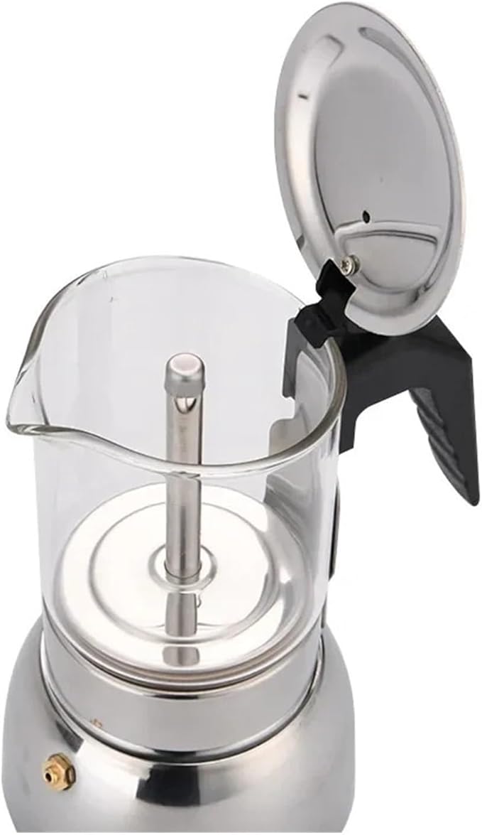 Espresso Maker Stainless Steel Italian Manual Coffee Machine Maker Moka Pot Multifunctional Portable Hand Brew Coffee Pot(1pcs 200ml)