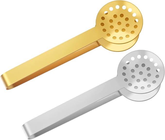 2 Pcs Tea Bag Squeezer Tongs Tea Filter Spoon Clamp Stainless Steel Teabag Strainer Dispenser for Kitchen Bar Tools