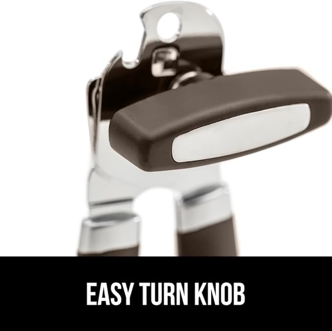 GORILLA GRIP Heavy Duty Stainless Steel Smooth Edge Manual Can Opener and Bottle Openers, Soft Comfortable Handle, Oversized Handheld Turn Knob, US Designed Multifunctional Kitchen Tool, Coffee