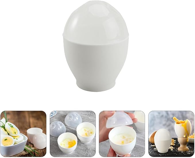 INOOMP 10pcs Microwave Oven Egg Cups White Steamed Egg Cooker Set for Home Kitchen Steamer Specialty Cookware