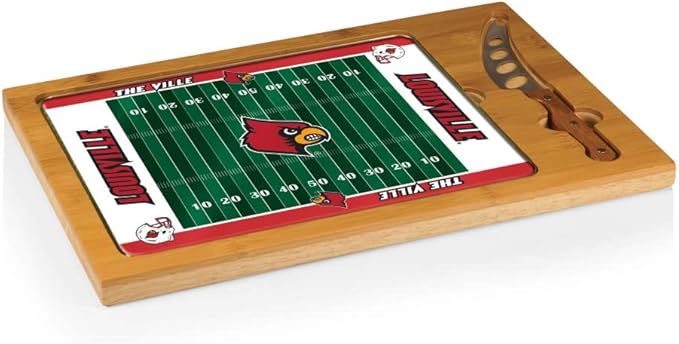 PICNIC TIME NCAA Icon Glass Top Cutting Board & Knife Set, Cheese Boards Charcuterie Boards, Serving Platter, (Parawood & Bamboo)