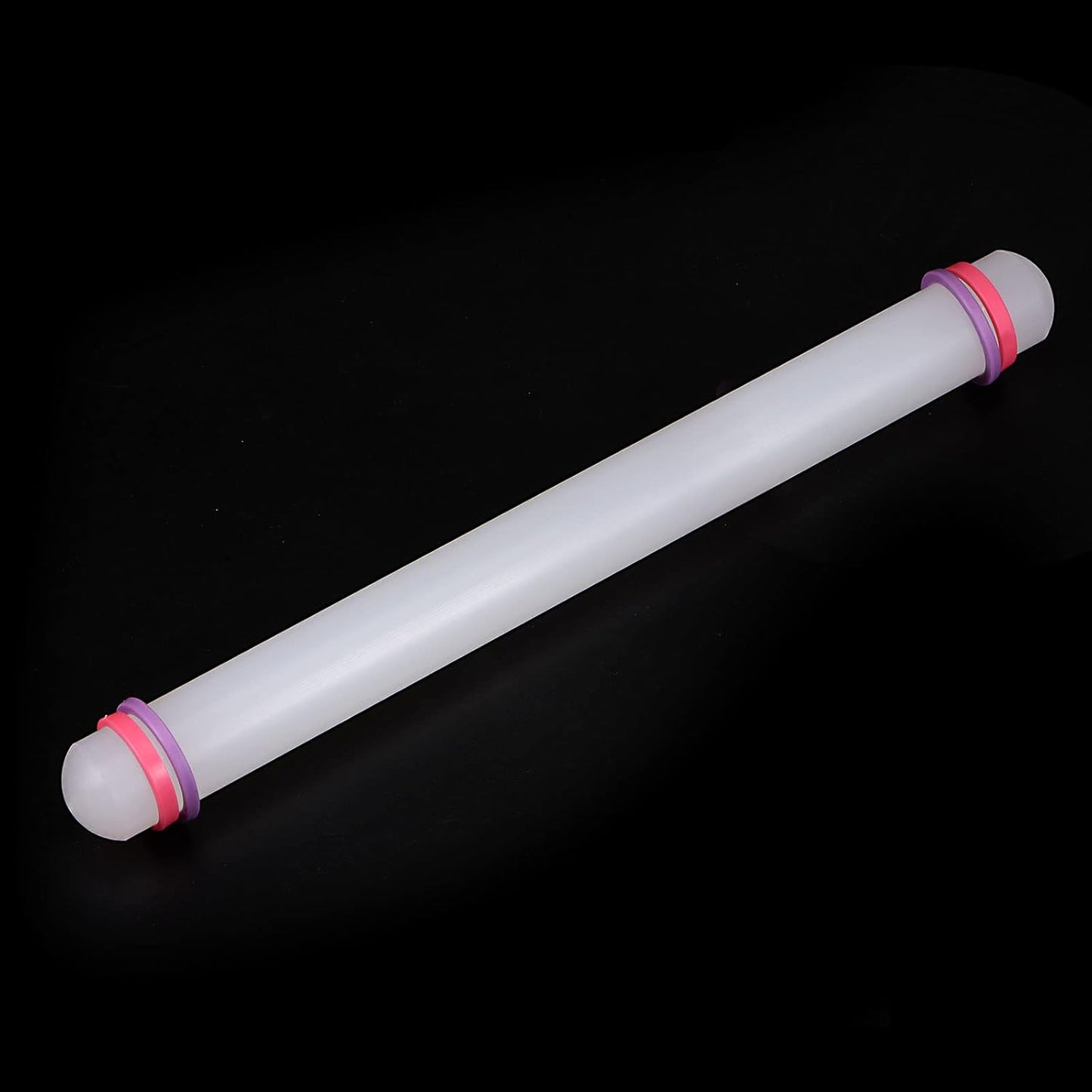 HARFINGTON Fondant Rolling Pin 13 Inch x 0.98 Inch Adjustable Guide Rings Non-Stick PP Plastic Fondant Roller Dough Roller Kitchen Decorating Tools for Cookie Pastry Pizza Clay