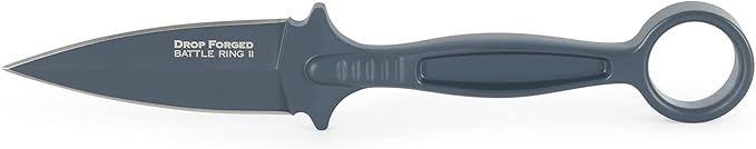 Cold Steel Drop Forged Battle Ring 2 3.5" 52100 High-Carbon Steel Fixed Blade EDC Tactical Hunting Utility Knife w/ 5.5" Ergonomic Handle, Internal Guard, Resistant Secure-Ex Sheath