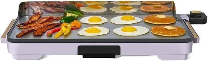 Electric Griddle 12x22 Inch with Backsplash, Nonstick Cooking Surface, Adjustable Temperature Control (Lavender)