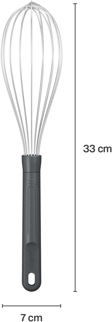 Zyliss Balloon Whisk - Sustainable Wheatstraw Handle Wire Head Whisk - Nonstick Heat-Resistant Cooking Tool for Whisking, Beating, & Mixing Cookware - Easy to Use - 11.8" x 2.5" - Beluga Grey - Large