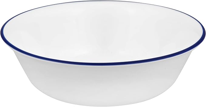 Corelle Dinnerware Set (4pc Set, Ocean Blues)-Set for 4 | Includes 4 x Cereal/Soup Bowls | 80% Recycled Glass | 3 X More Durable, Half the Space & Weight of Traditional Ceramic