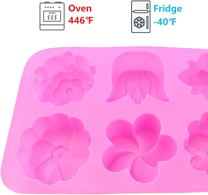 2 Packs 6-Cavity Silicone Flowers Shap Mold Assorted Silicone Flower Soap Mold Mixed Tulip Mold DIY Soap Molds for Handmade Chocolate Biscuit Cake Muffin Jelly Ice Cube