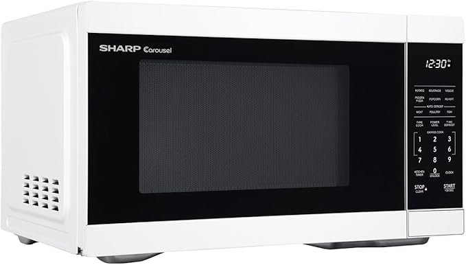 SHARP Countertop Microwave Oven with Removable 12.4" Carousel Turntable, 1000 Watt, 1.1 Cubic Feet, White