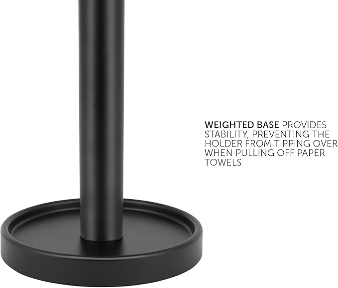 Ivilon Countertop Paper Towel Holder - Steady and Easy Tear - Fits All Paper Towel Rolls - Black