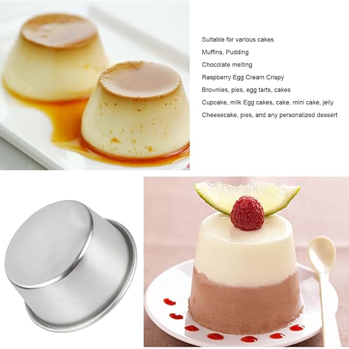 6 Packs Popover Pan， Large Individual Muffin Mold, Aluminium Pudding Cup, Chocolate Molten Mould, Raspberry Souffle Baking Maker, Brownie Tumbler -for Pie, Egg Tart, Cake (Size 3.4"x 2")