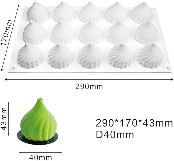 Cone Whirlwind Onion Silicone Cake Mold for Chocolate Mousse Pudding Dessert Bread Bakeware Pan Decorating (Onion C_11.6 X6.8 X1.72inch)