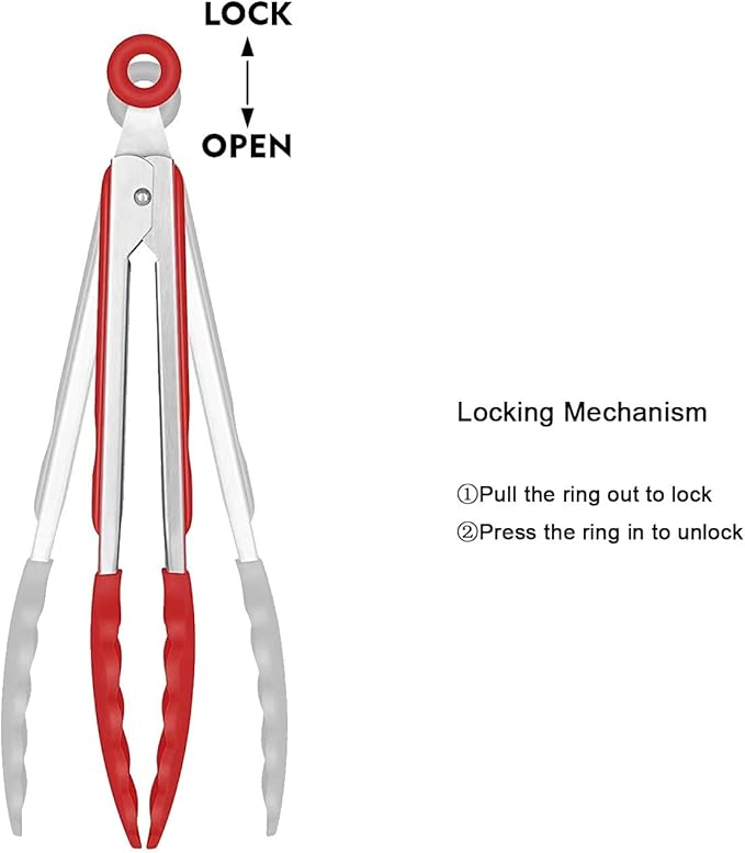 4 Pack Silicone Kitchen Cooking Tongs Set, Stainless Steel Nonstick Food Tong with BPA Free Silicone Tips for Serving Pasta Spaghetti Steak Pie Pizza Salad Vegetable Fruit Grilling BBQ Buffet 9" & 12"