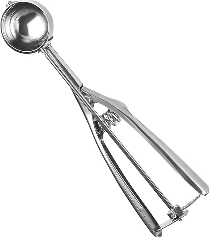 Gold Ice Cream Scoop 304 Stainless Steel Cookie Scoops for Baking Melon Baller with Trigger 3 Sizes (Silver, S)