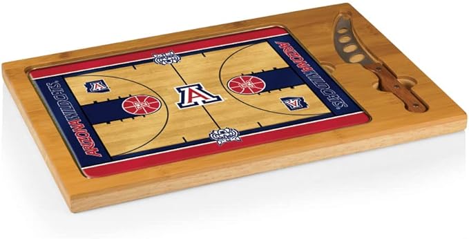 PICNIC TIME NCAA Icon Glass Top Cutting Board & Knife Set, Cheese Boards Charcuterie Boards, Serving Platter, (Parawood & Bamboo)