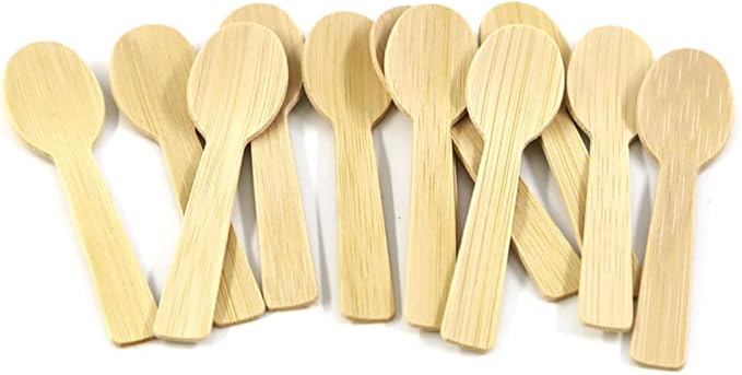 1800PK Bamboo Mini Spoons 3.54" Disposable Small 100% Compostable Cutlery Eco Friendly Renewable Natural Disposable Spoon for Ice Cream/Desert/Yogurt/Cocktail/Party