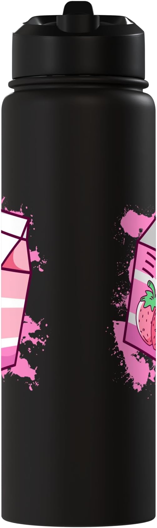 Kawaii Japanese Pink Retro 90s Strawberry Milk Carton Stainless Steel Insulated Water Bottle