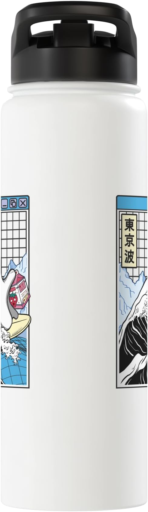 Surfing Ghost Strawberry Milk Cartons Anime Kawaii Vaporwave Stainless Steel Insulated Water Bottle