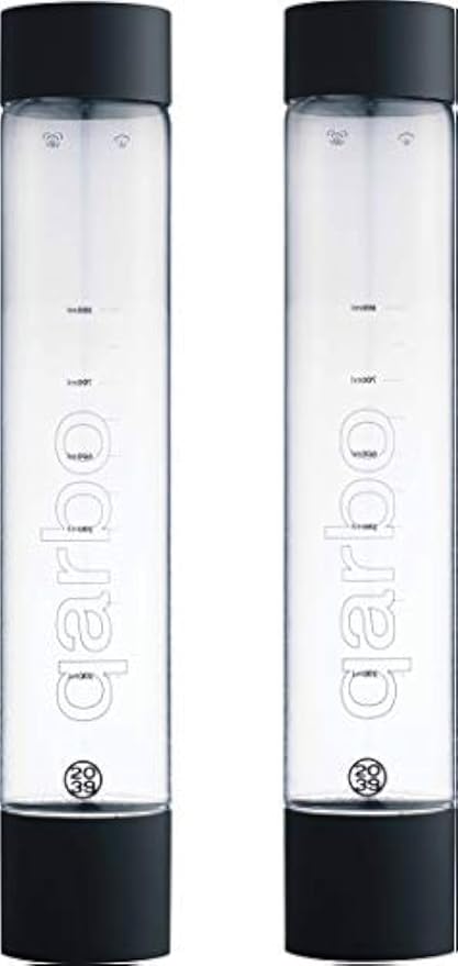 Twenty39 qarbo CLASSIC 1L Water Bottles for Sparkling Water Maker and Fruit Infuser - Set of 2 (Matte Black)