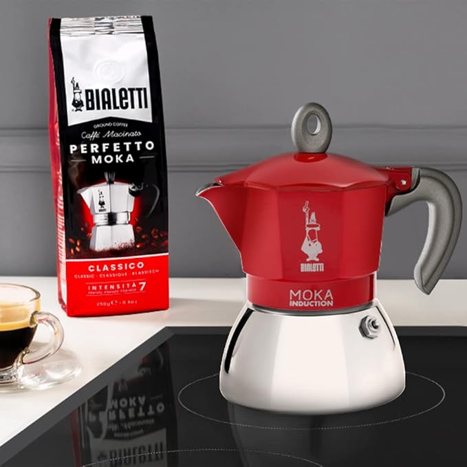 Bialetti - Moka Induction, Moka Pot, Suitable for all Types of Hobs, 2 Cups Espresso (2.8 Oz), Red