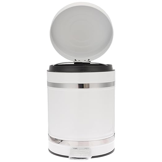 European Style Round Foot Pedal Trash Can with Lid, 12l Household Waste Bin for Bathroom and Office, Sturdy Iron Construction, Step-Operated Covered Garbage Container