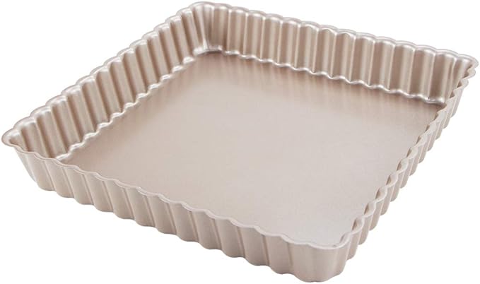 Webake Square Tart Pan, 9 by 9 Inch Tart Tin with Removable Bottom, Non-Stick Carbon Steel Quiche Pie Pan for Baking